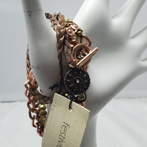 Buckle tricolor wrap bracelet or can be a necklace - Picture 5 of 14